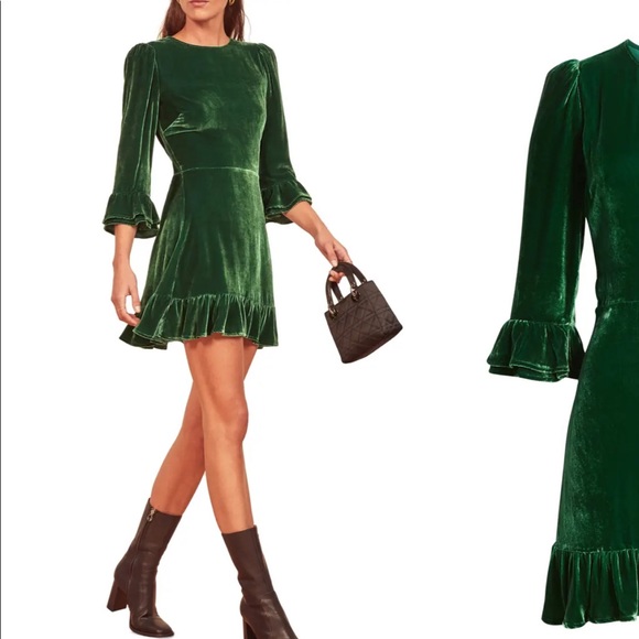 Reformation Dresses & Skirts - Reformation Mountain Velvet Dress in Emerald